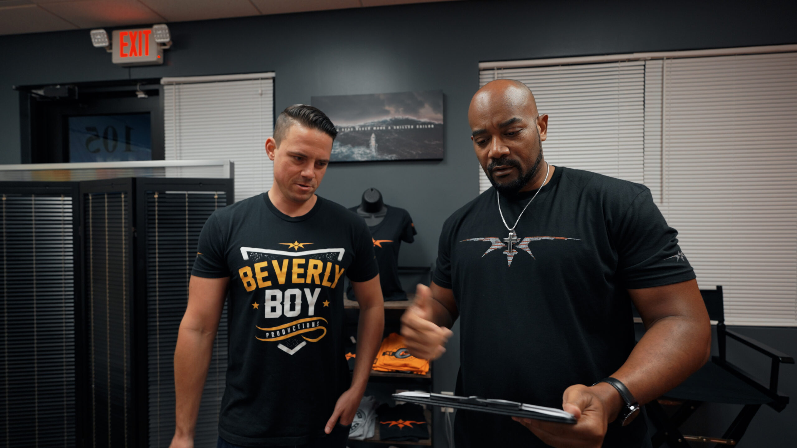 Tavares Beverly reviewing the shot list during a film production