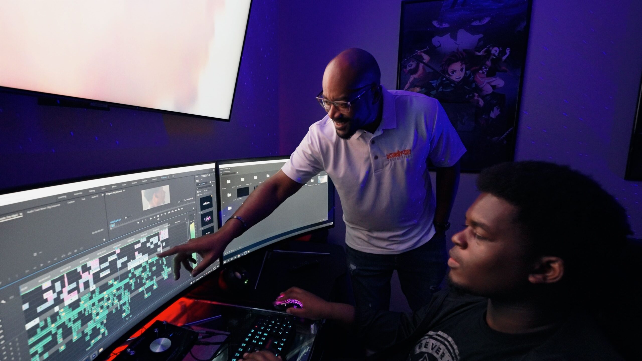 Tavares Beverly supervising a post-production editing session